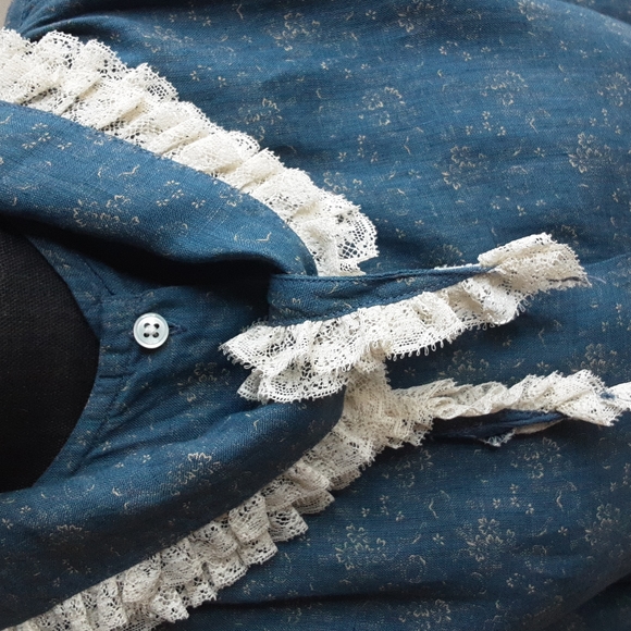 Ralph Lauren Blue Label Linen and Lace Scarf Vintage Prairie Blouse - Picture 3 of 9